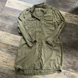Olive button down dress